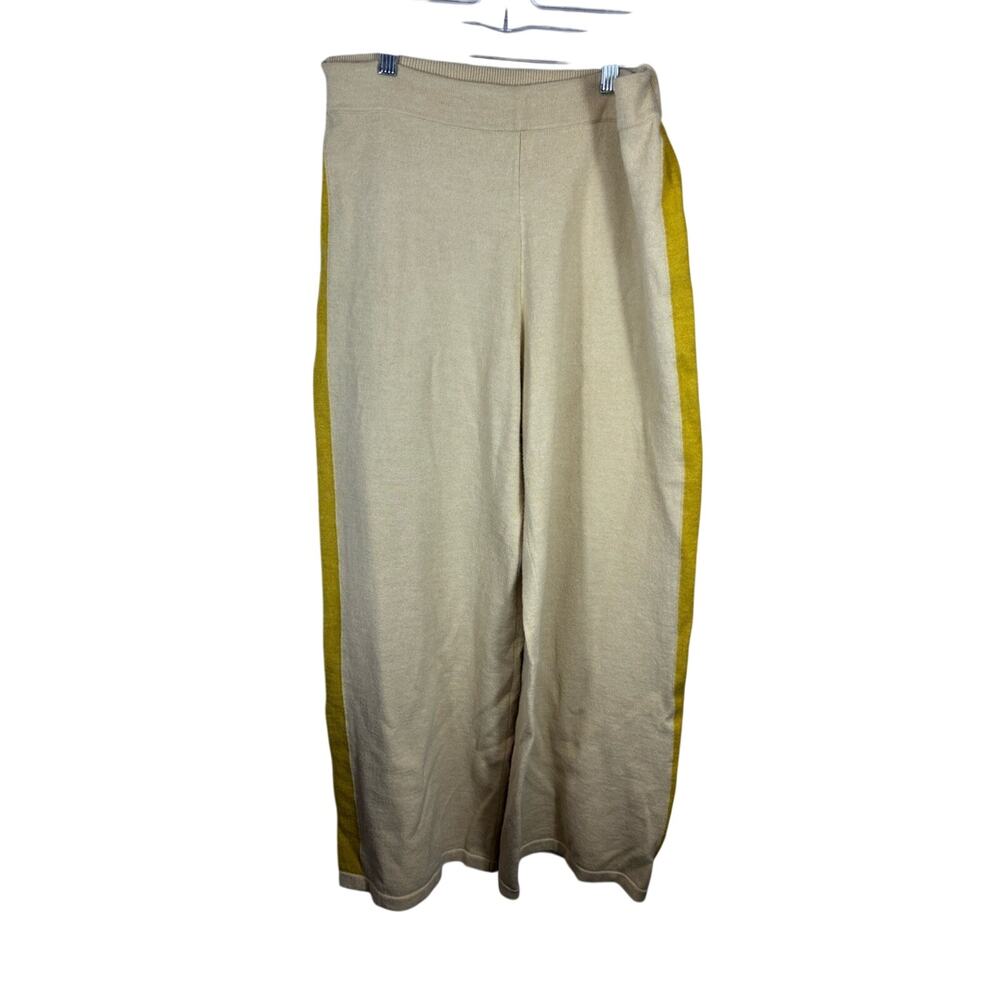 Callahan Knitwear Wide Leg Pull On Pants Womens Large Yellow